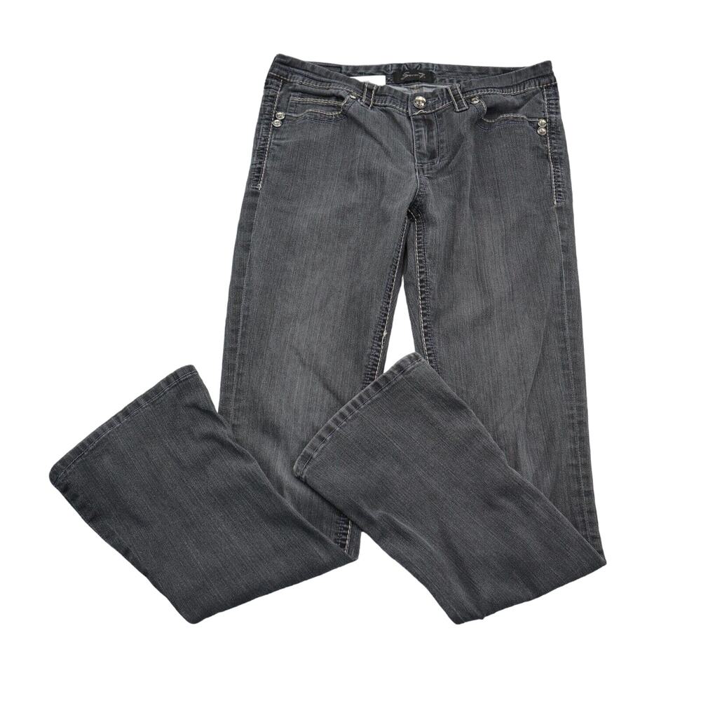 Seven 7 Pants Womens 12 Gray Bootcut Low Rise Button Zip Dark Wash Denim Jeans